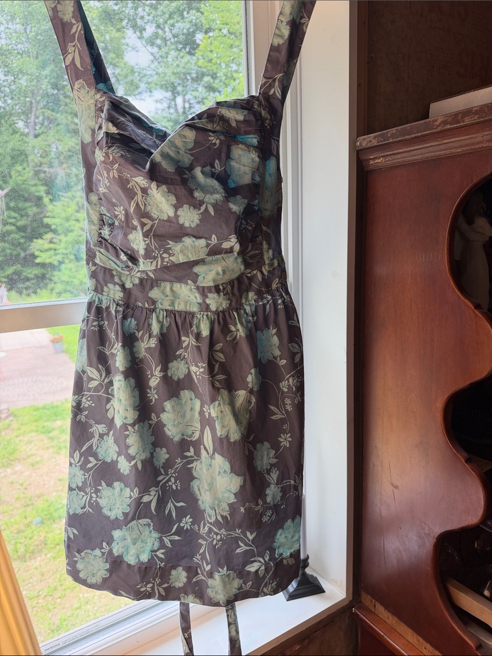Free People Mini Dress Aqua flowers on periwinkle background sz S